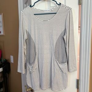 Habitat Black and White Striped Tunic Top